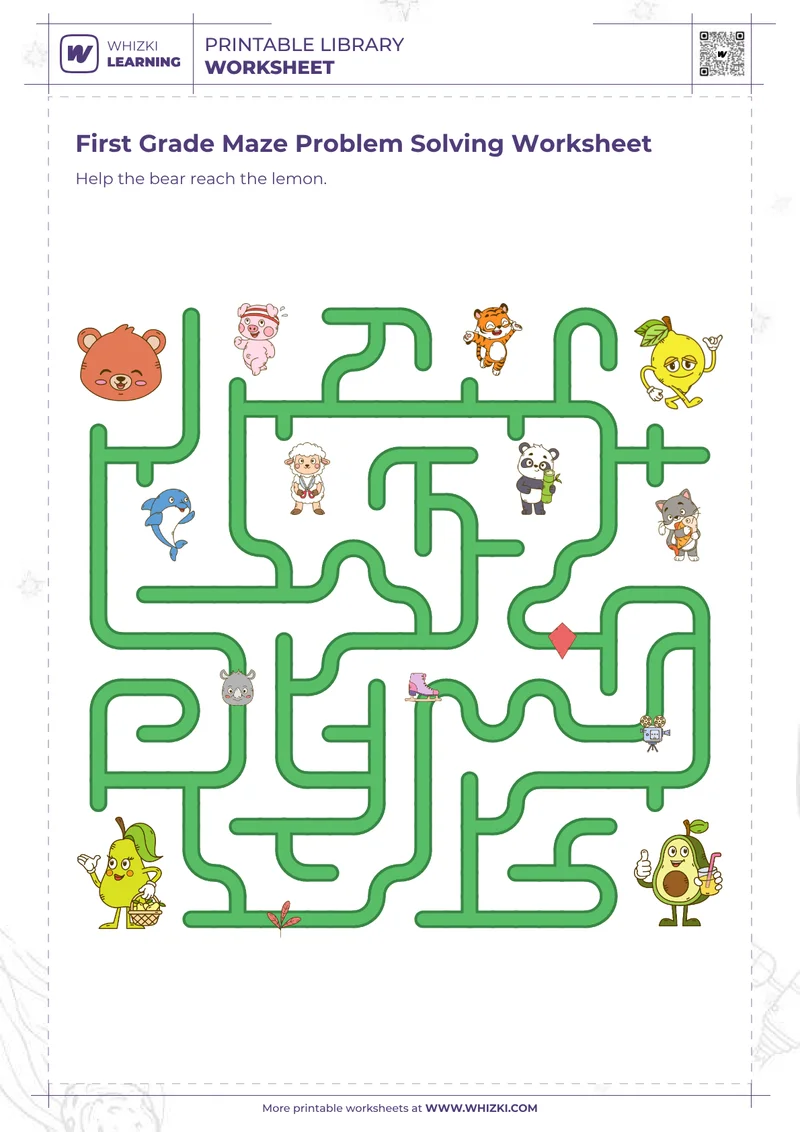 First Grade Maze Problem Solving Worksheet