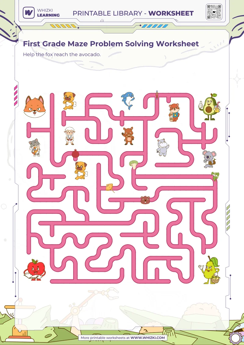 First Grade Maze Problem Solving Worksheet