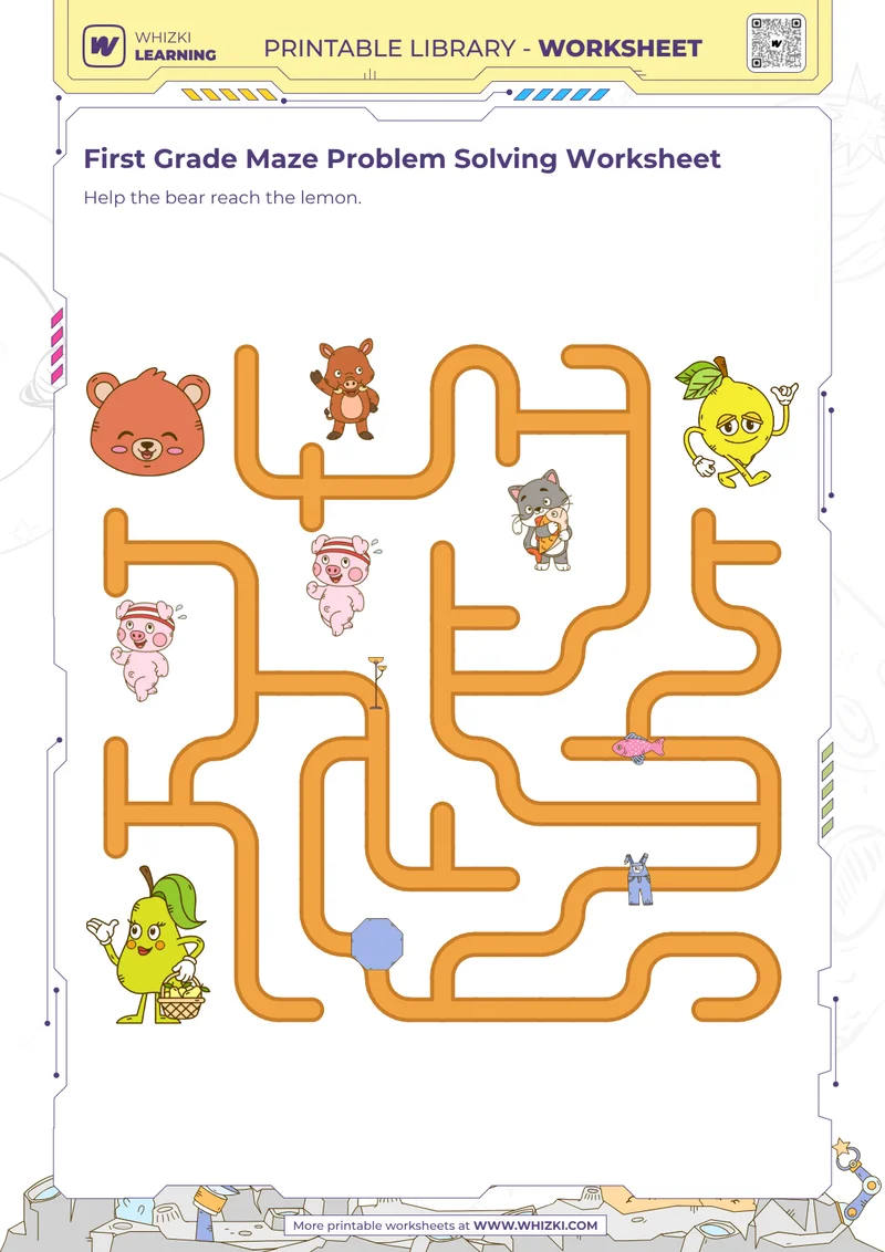 First Grade Maze Problem Solving Worksheet
