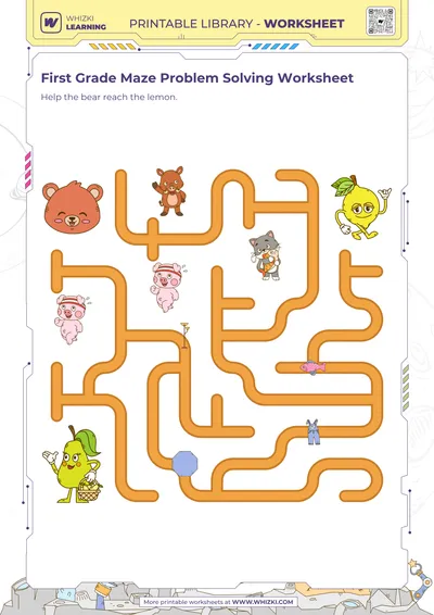 First Grade Maze Problem Solving Worksheet
