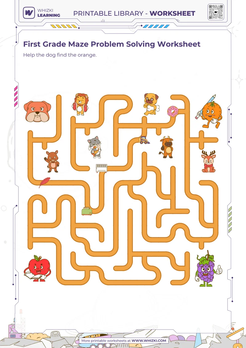 First Grade Maze Problem Solving Worksheet