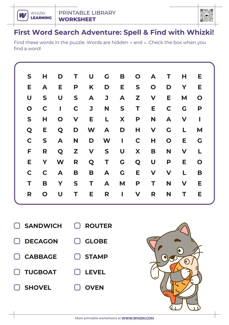 First Word Search Adventure: Spell & Find with Whizki!