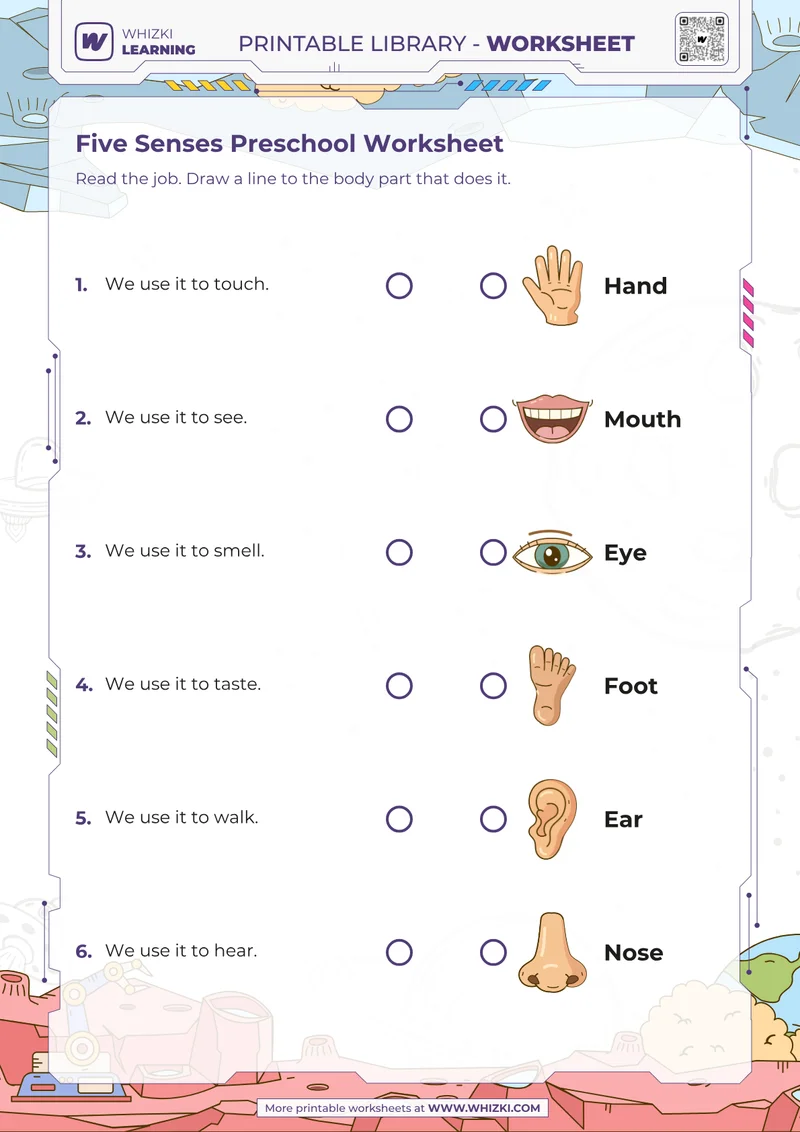 Five Senses Preschool Worksheet