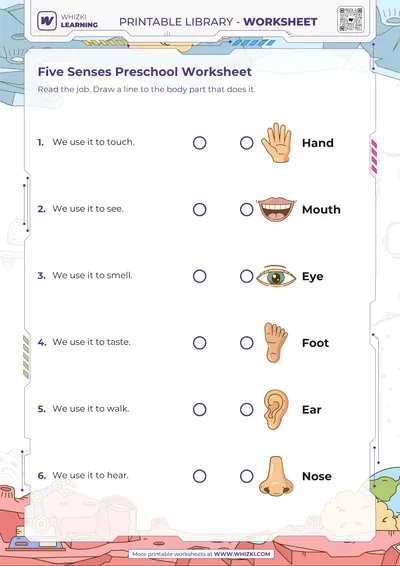 Five Senses Preschool Worksheet