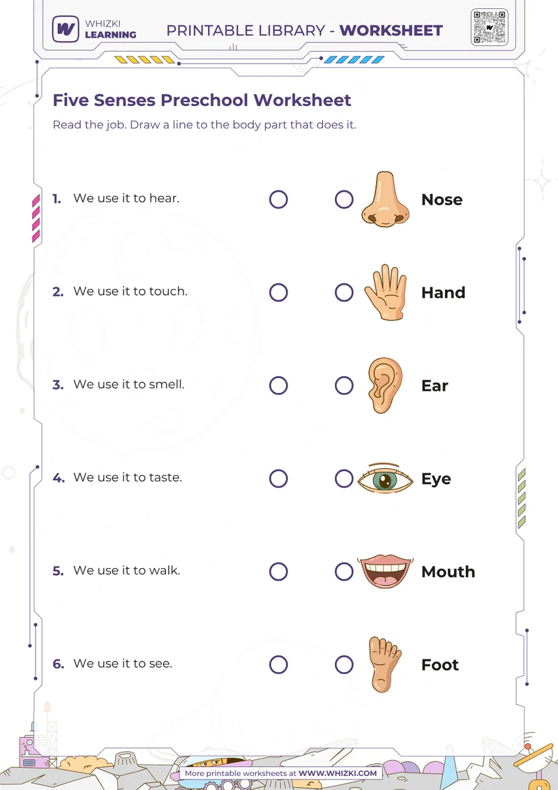 Five Senses Preschool Worksheet