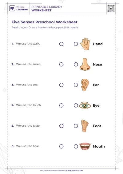 Five Senses Preschool Worksheet