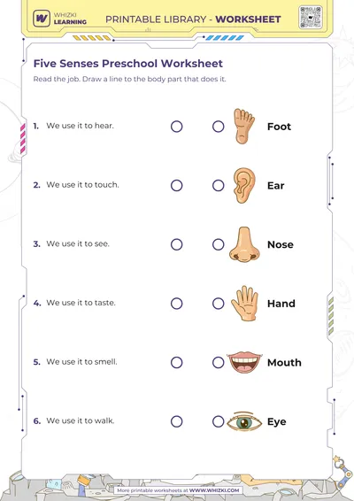 Five Senses Preschool Worksheet