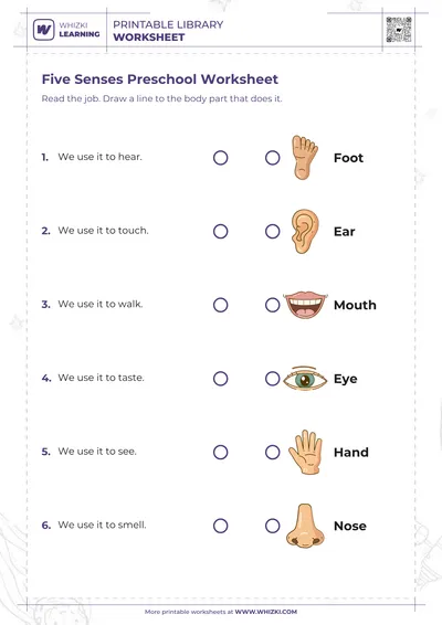 Five Senses Preschool Worksheet