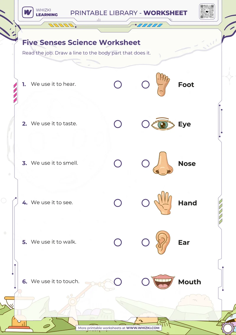 Five Senses Science Worksheet