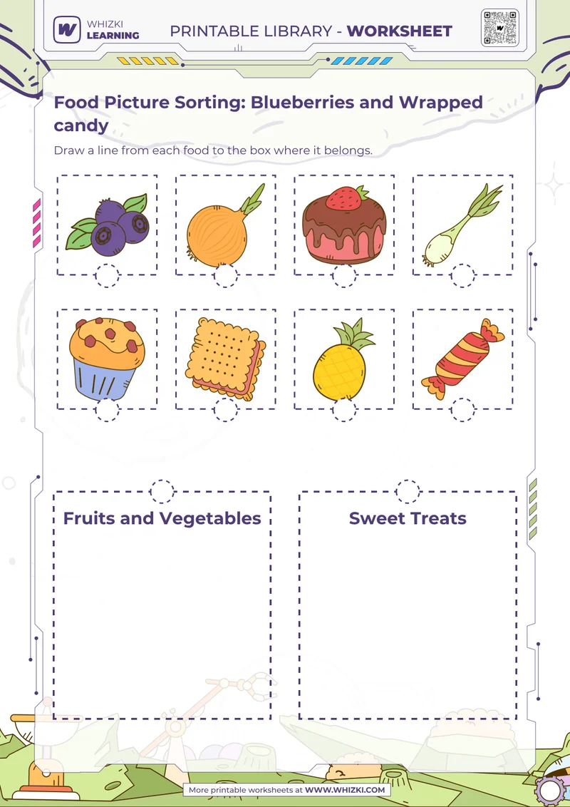 Food Picture Sorting: Blueberries and Wrapped candy