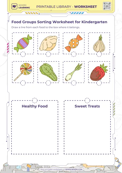 Food Groups Sorting Worksheet for Kindergarten