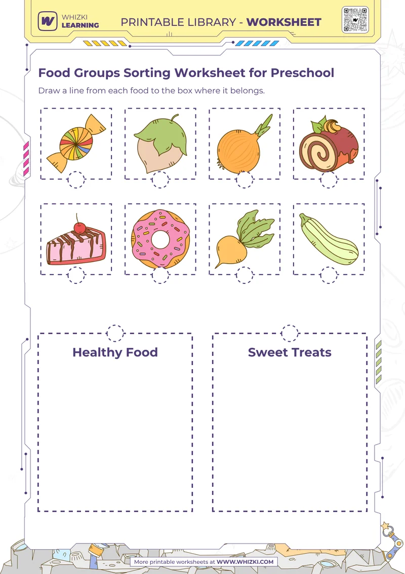 Food Groups Sorting Worksheet for Preschool