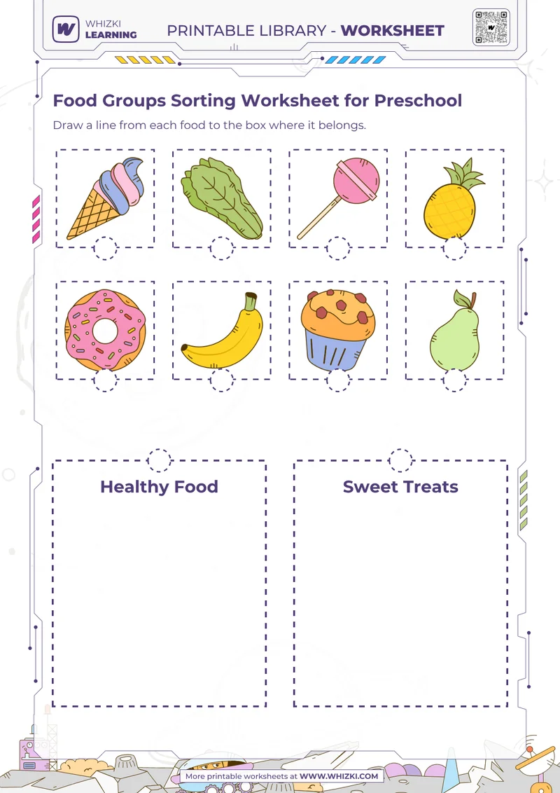 Food Groups Sorting Worksheet for Preschool