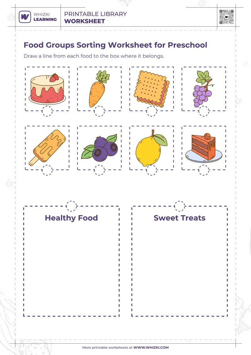 Food Groups Sorting Worksheet for Preschool
