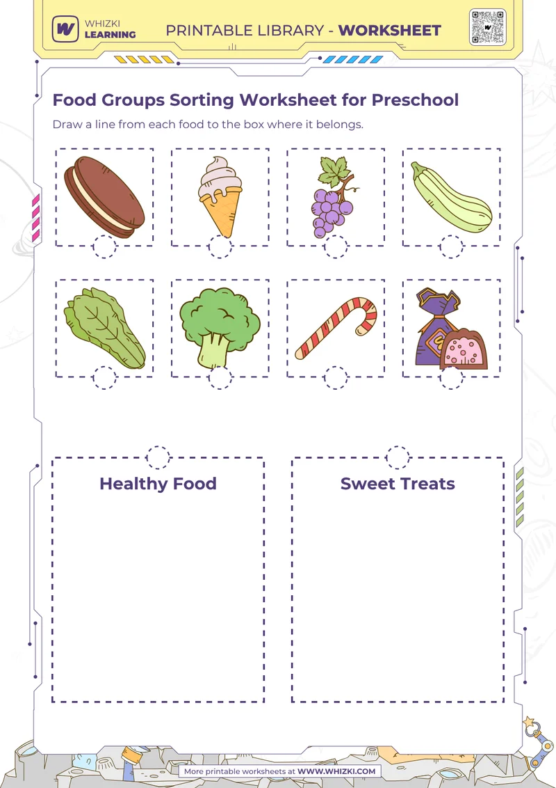 Food Groups Sorting Worksheet for Preschool
