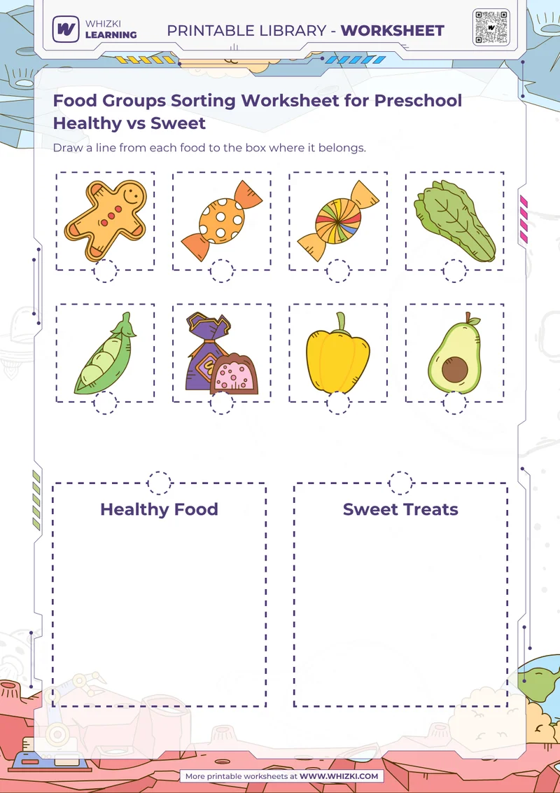 Food Groups Sorting Worksheet for Preschool Healthy vs Sweet