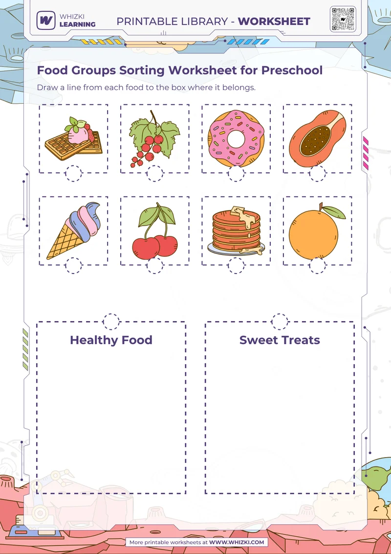 Food Groups Sorting Worksheet for Preschool