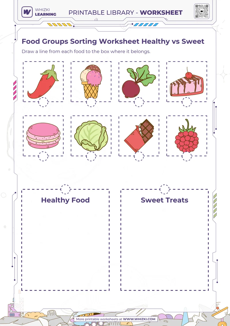 Food Groups Sorting Worksheet Healthy vs Sweet