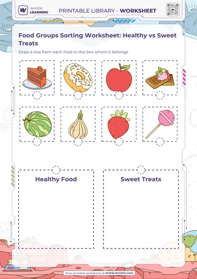 Food Groups Sorting Worksheet: Healthy vs Sweet Treats