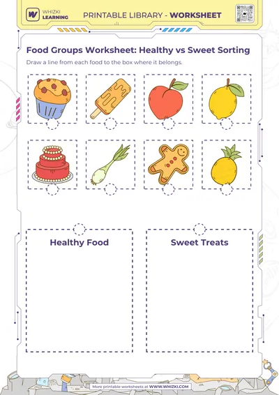 Food Groups Worksheet: Healthy vs Sweet Sorting