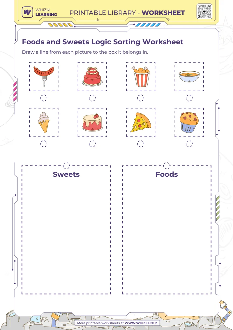 Foods and Sweets Logic Sorting Worksheet