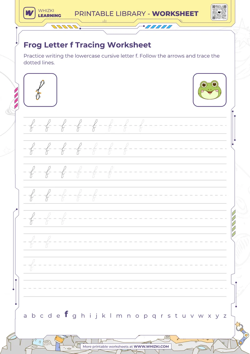 Frog Letter f Tracing Worksheet