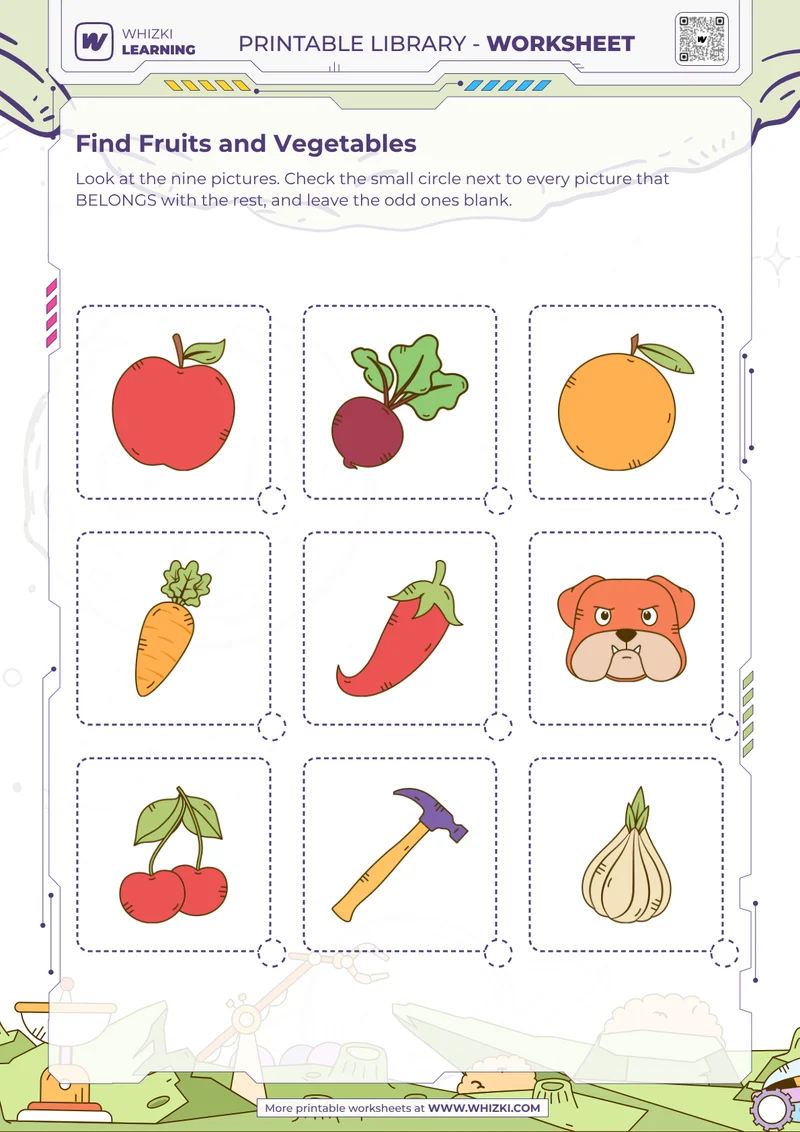 Find Fruits and Vegetables