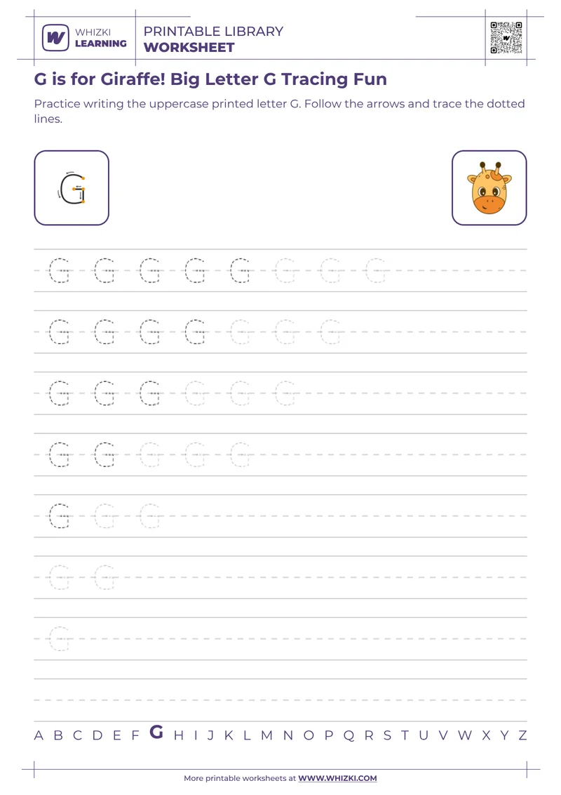 G is for Giraffe! Big Letter G Tracing Fun