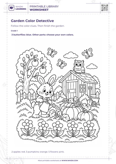 Garden Color Detective Find and Color Worksheet
