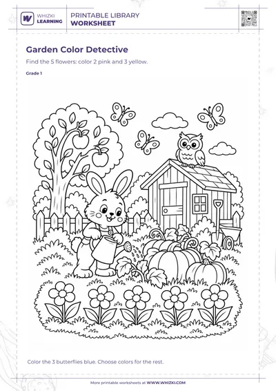 Garden Color Detective Find and Color Worksheet
