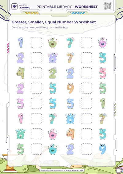 Greater, Smaller, Equal Number Worksheet