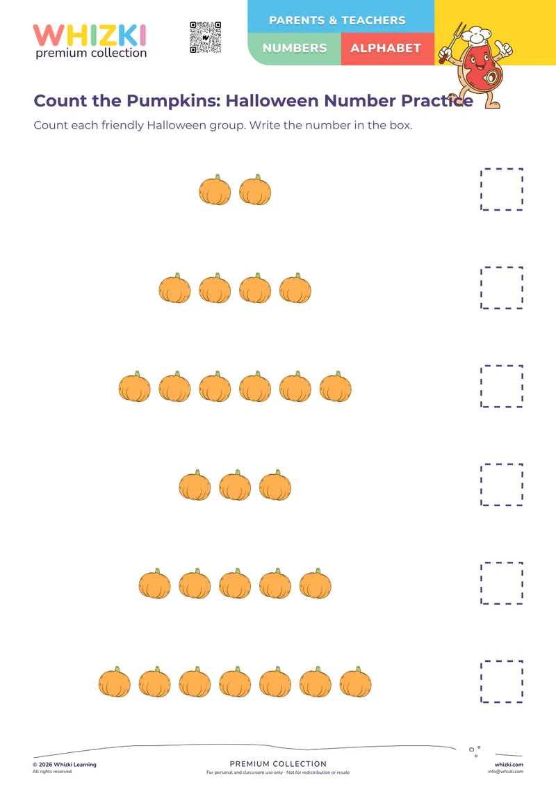 Count the Pumpkins: Halloween Number Practice