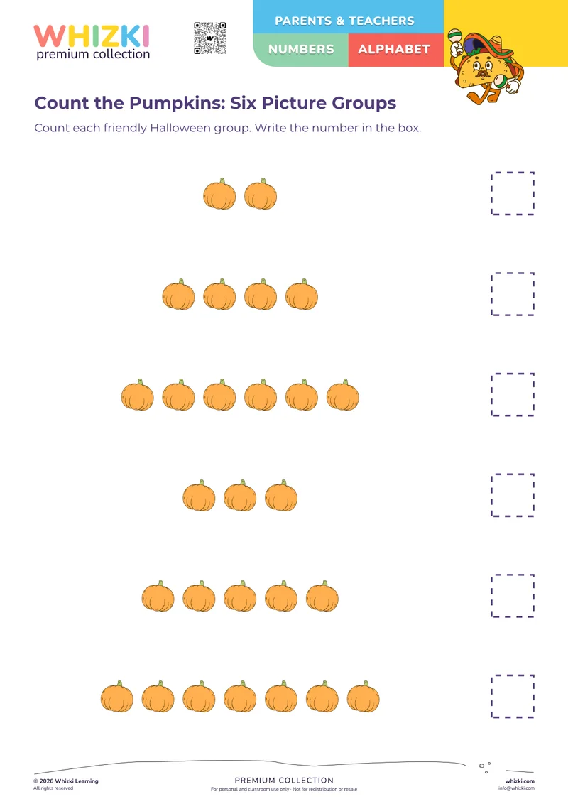 Count the Pumpkins: Six Picture Groups