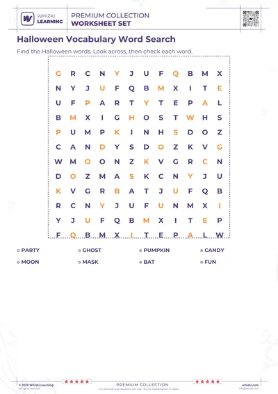 Halloween Vocabulary Word Search