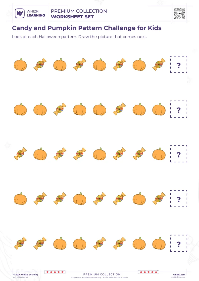 Candy and Pumpkin Pattern Challenge for Kids