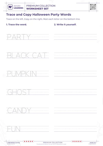 Trace and Copy Halloween Party Words