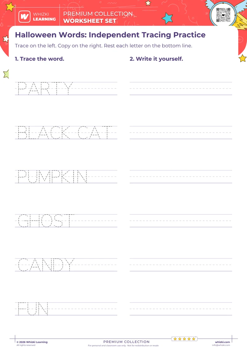 Halloween Words: Independent Tracing Practice