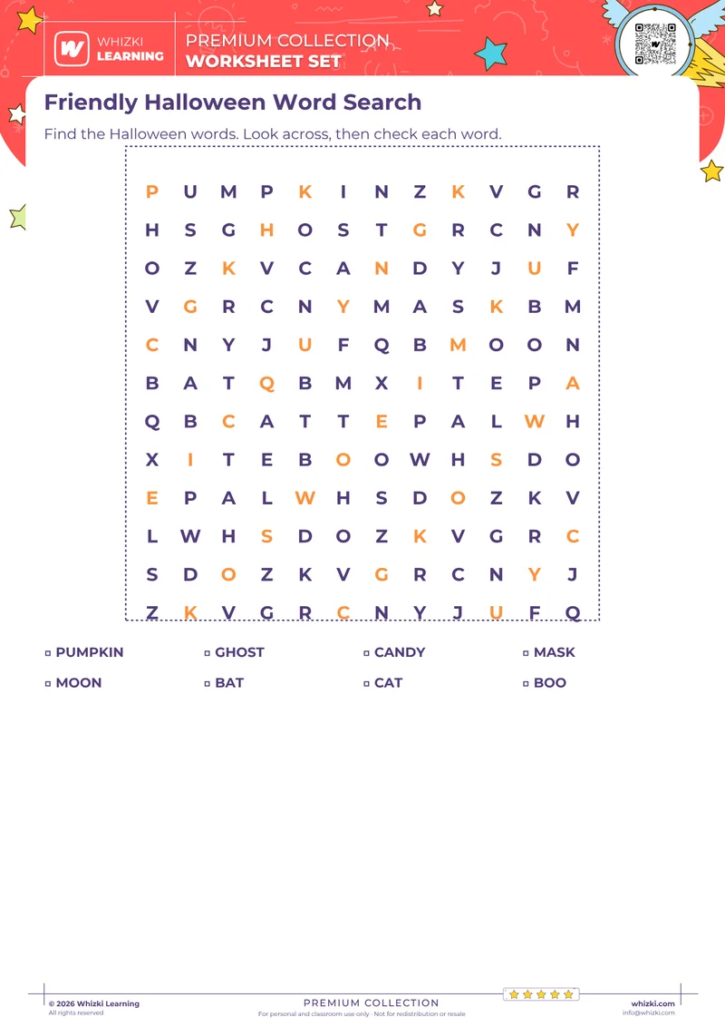Friendly Halloween Word Search