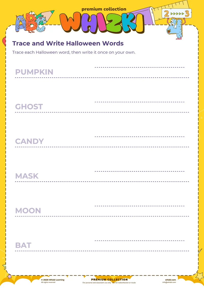 Trace and Write Halloween Words