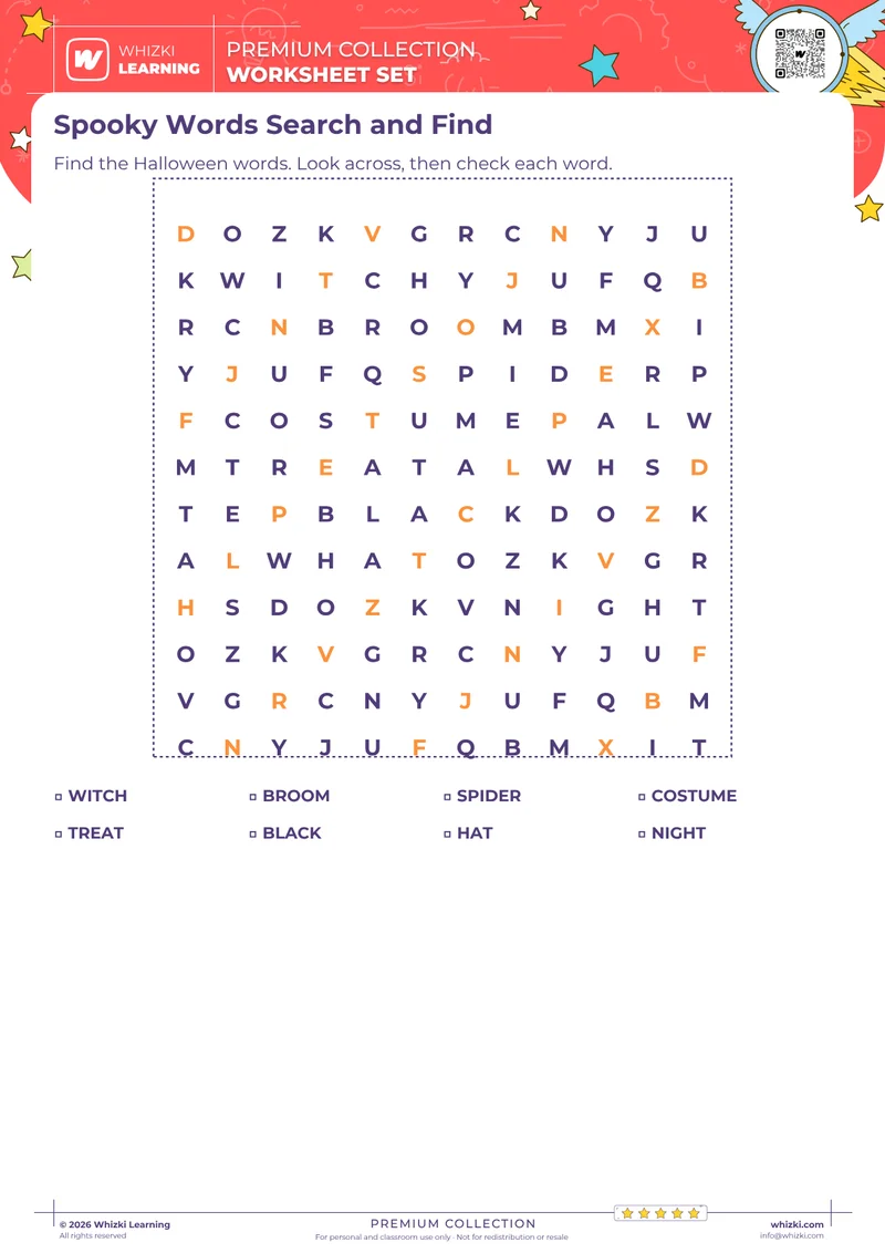Spooky Words Search and Find