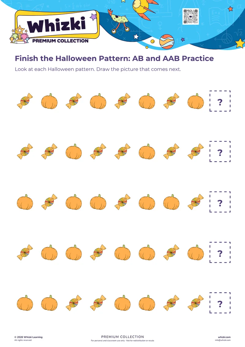 Finish the Halloween Pattern: AB and AAB Practice