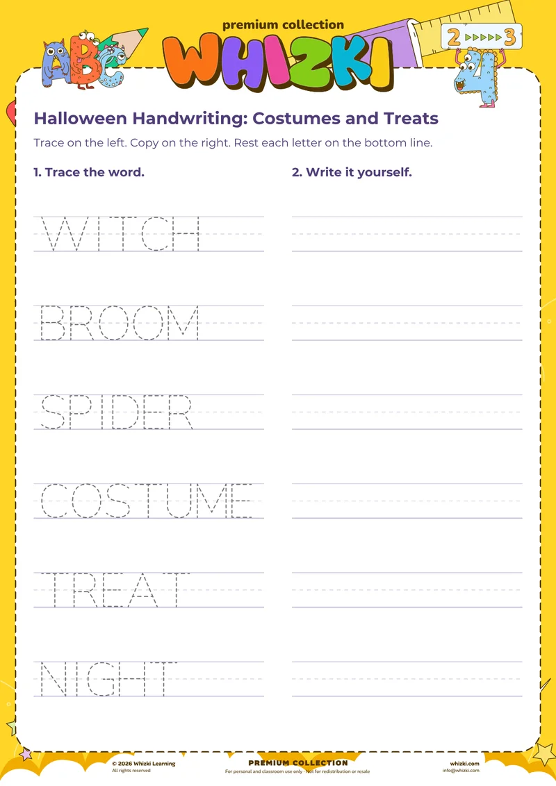 Halloween Handwriting: Costumes and Treats