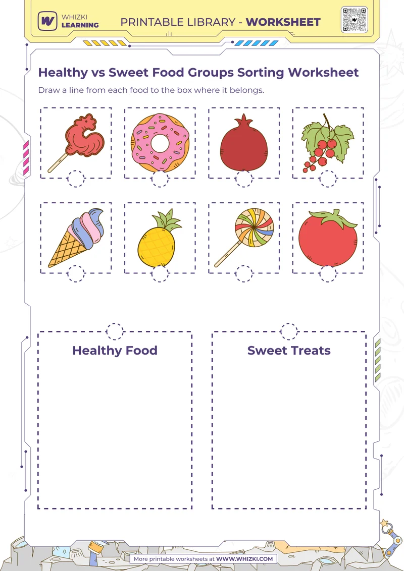 Healthy vs Sweet Food Groups Sorting Worksheet