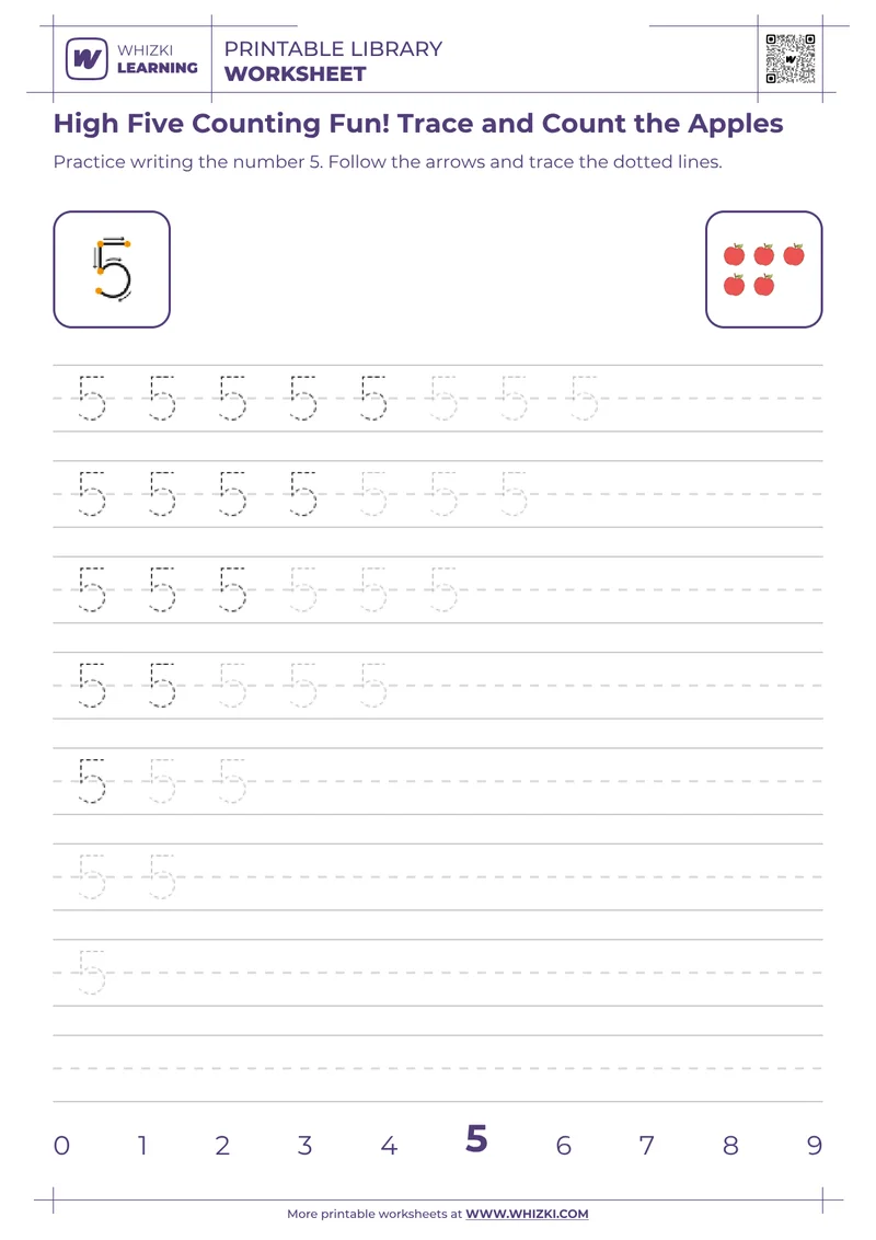 High Five Counting Fun! Trace and Count the Apples