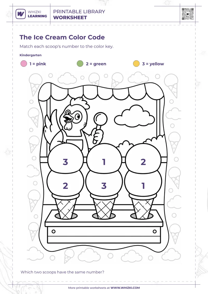 Ice Cream Color Code Worksheet