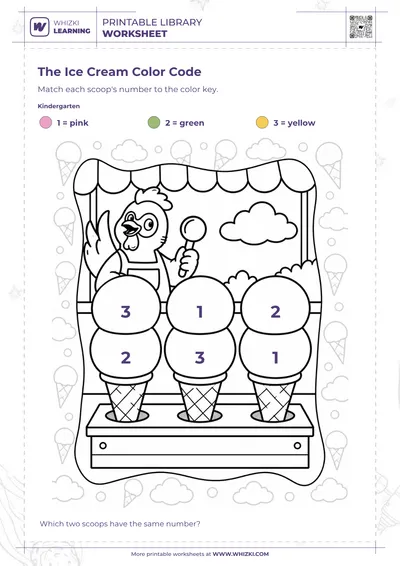 Ice Cream Color Code Worksheet
