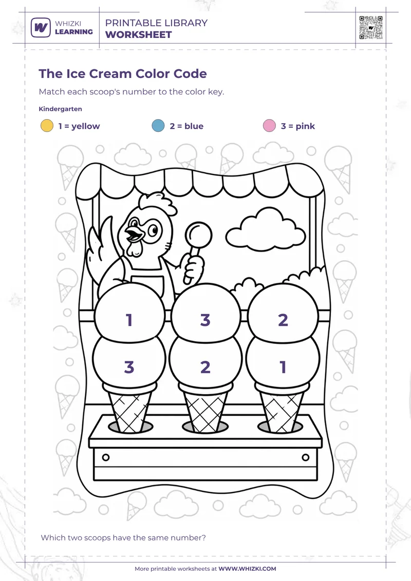 Ice Cream Color Code Worksheet