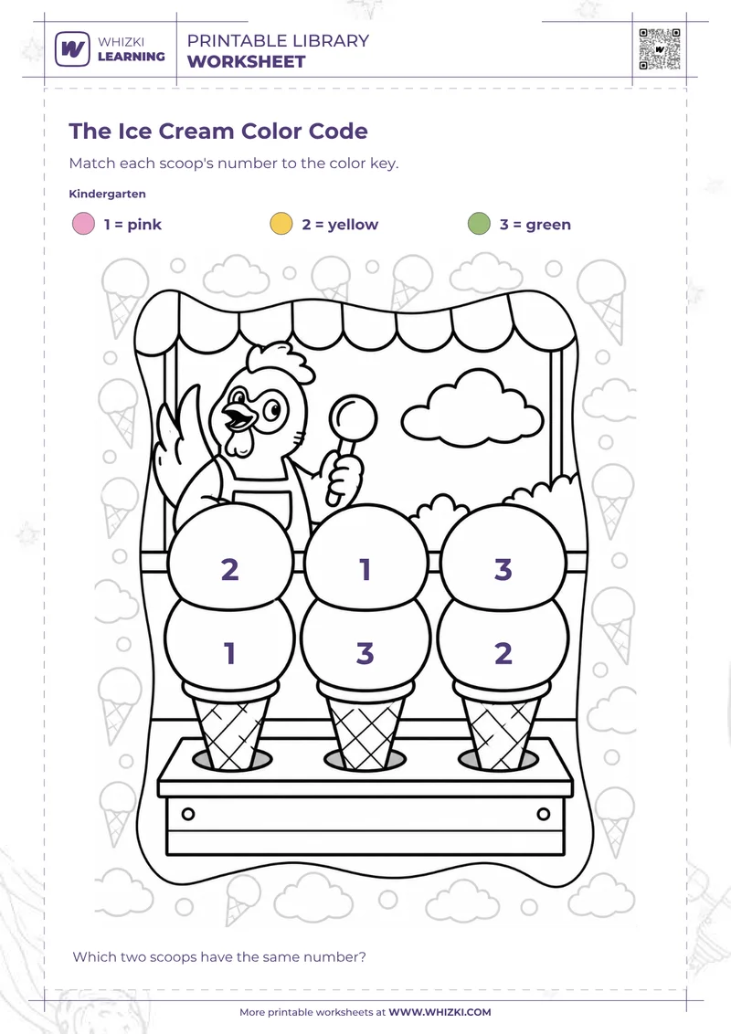 Ice Cream Color Code Worksheet