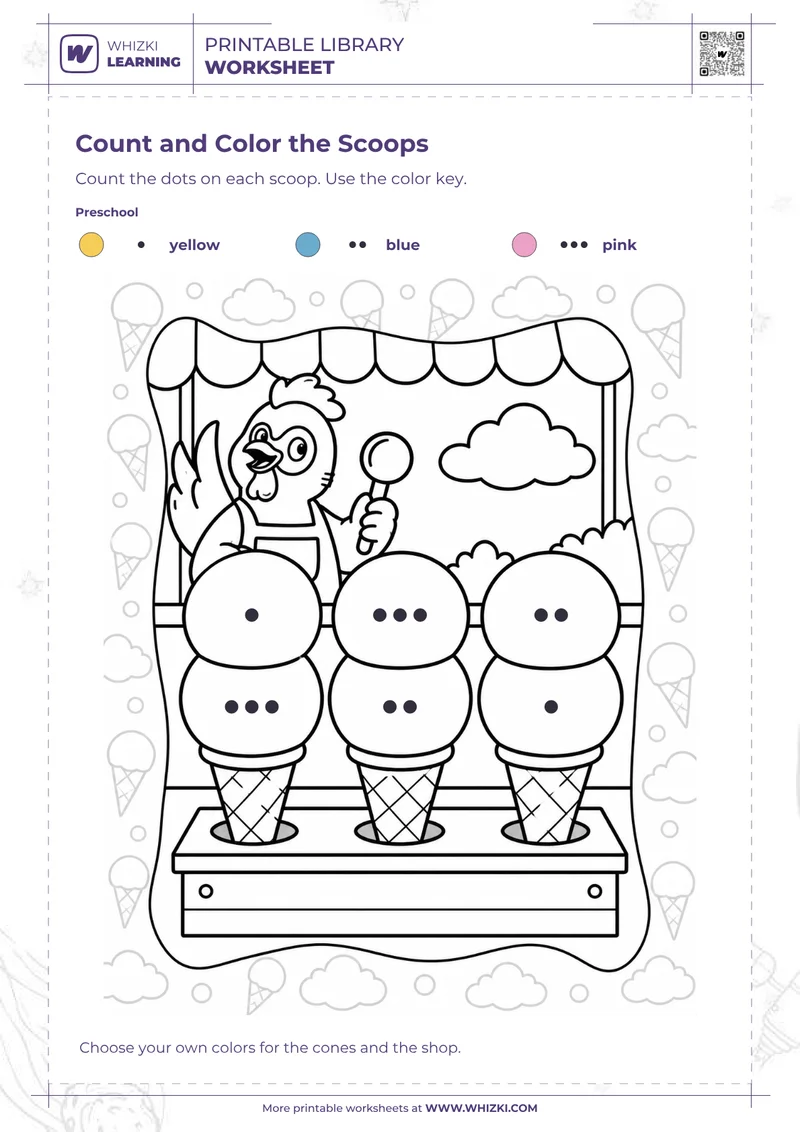 Ice Cream Scoops Color by Code Worksheet