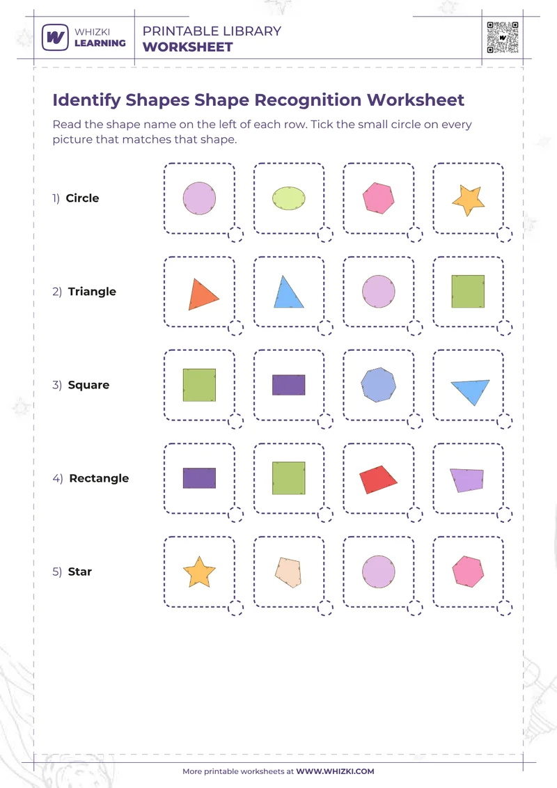Identify Shapes Shape Recognition Worksheet